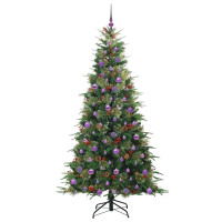 Produktbild för Plast Hingad Julgran med 300 LED-lampor Grön 210 cm PE och PVC