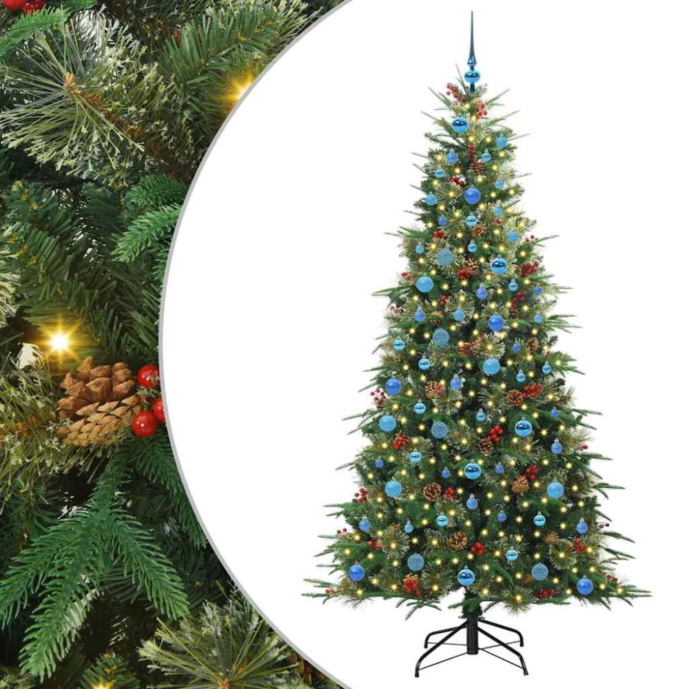 Produktbild för Plast Hingad Julgran med 300 LED-lampor Grön 210 cm PE och PVC