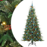 Produktbild för Plast Hingad Julgran med 300 LED-lampor Grön 210 cm PE och PVC