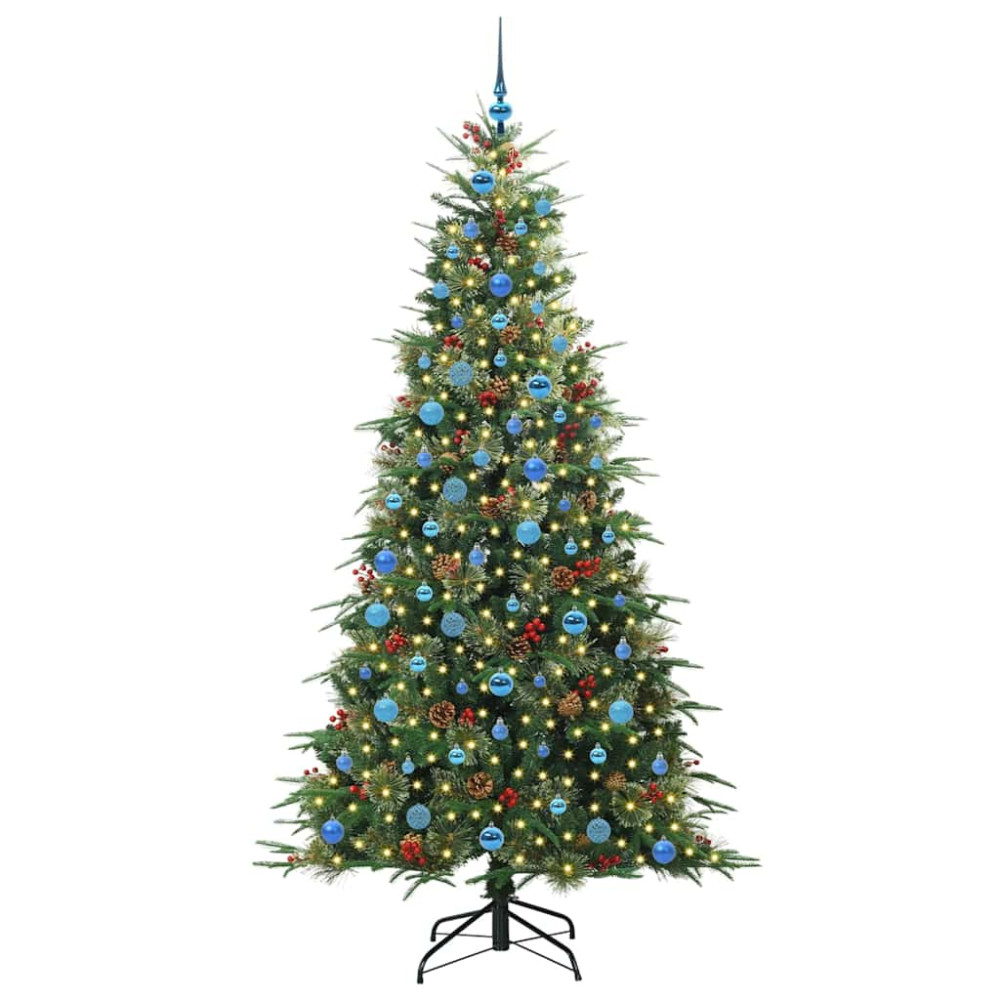 Produktbild för Plast Hingad Julgran med 300 LED-lampor Grön 210 cm PE och PVC