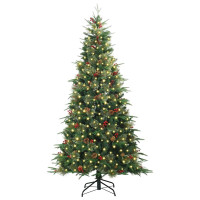 Produktbild för Plast Hingad Julgran med 300 LED-lampor Grön 240 cm PE och PVC
