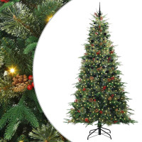 Produktbild för Plast Hingad Julgran med 300 LED-lampor Grön 240 cm PE och PVC