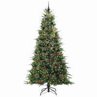 Produktbild för Plast Hingad Julgran med 300 LED-lampor Grön 240 cm PE och PVC