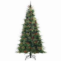 Produktbild för Plast Hingad Julgran med 300 LED-lampor Grön 240 cm PE och PVC
