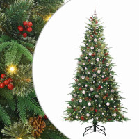 Produktbild för Plast Hingad Julgran med 300 LED-lampor Grön 240 cm PE och PVC
