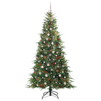 Produktbild för Plast Hingad Julgran med 300 LED-lampor Grön 240 cm PE och PVC