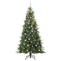 Produktbild för Plast Hingad Julgran med 300 LED-lampor Grön 240 cm PE och PVC