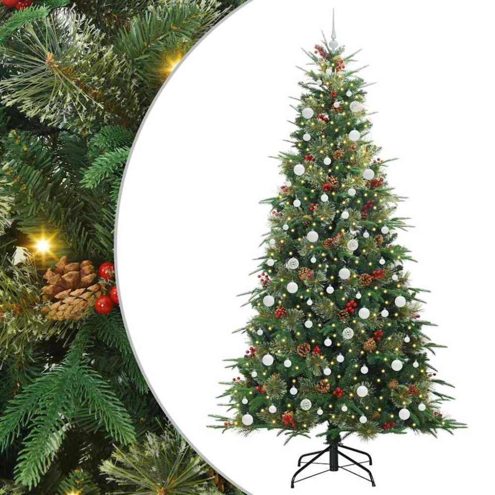 Produktbild för Plast Hingad Julgran med 300 LED-lampor Grön 240 cm PE och PVC