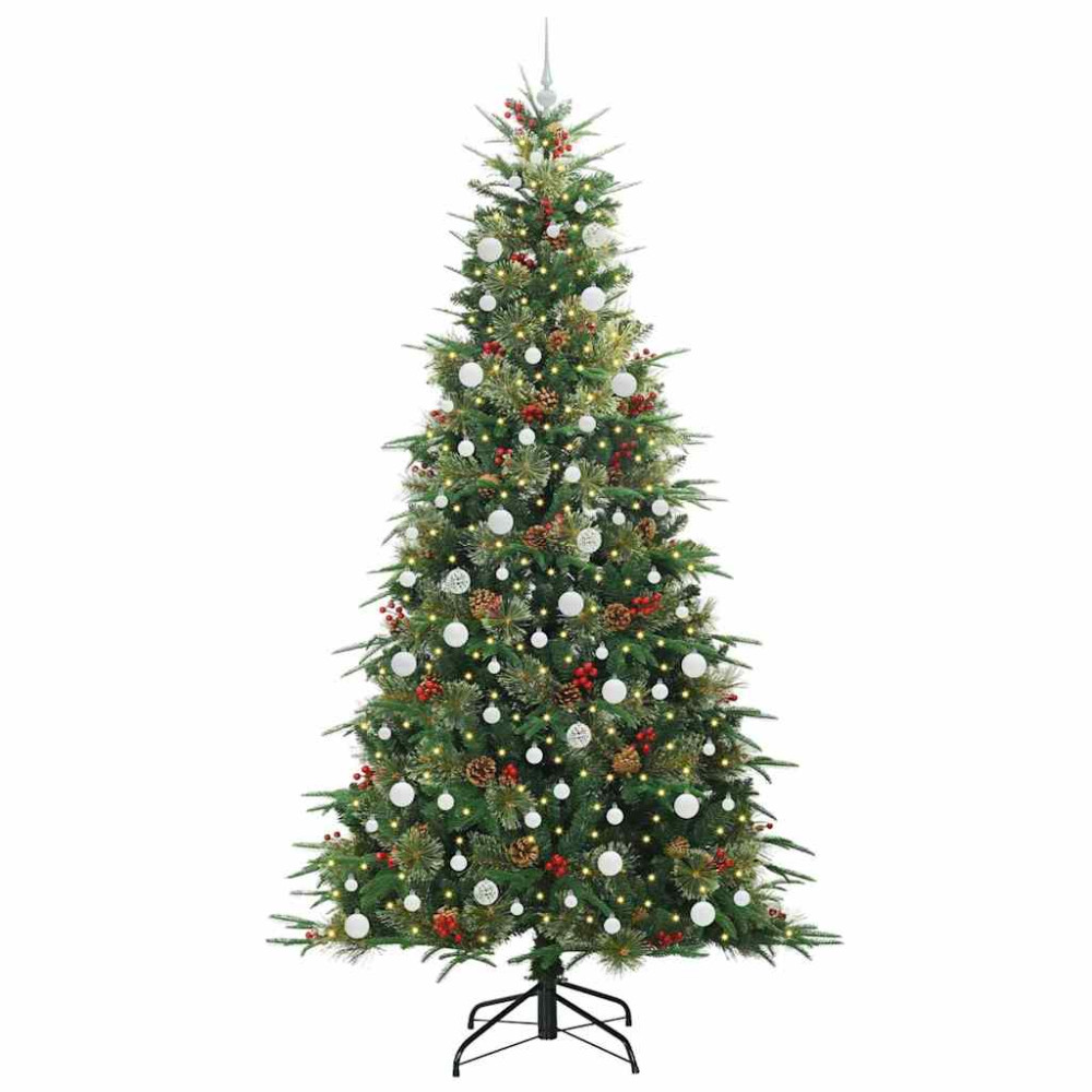 Produktbild för Plast Hingad Julgran med 300 LED-lampor Grön 240 cm PE och PVC