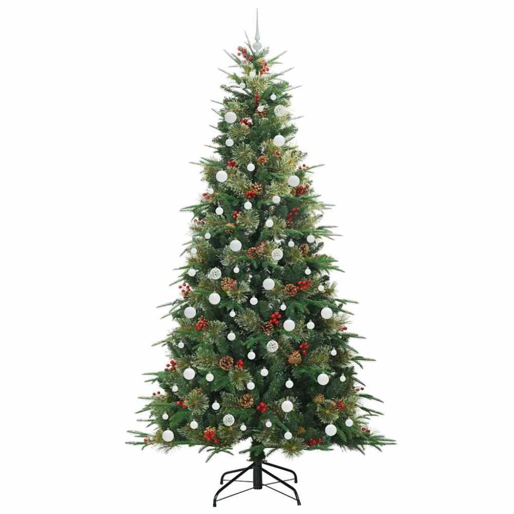 Produktbild för Plast Hingad Julgran med 300 LED-lampor Grön 240 cm PE och PVC