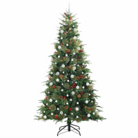 Produktbild för Plast Hingad Julgran med 300 LED-lampor Grön 240 cm PE och PVC