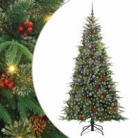 Produktbild för Plast Hingad Julgran med 300 LED-lampor Grön 240 cm PE och PVC