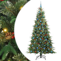 Produktbild för Plast Hingad Julgran med 300 LED-lampor Grön 240 cm PE och PVC