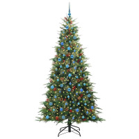 Produktbild för Plast Hingad Julgran med 300 LED-lampor Grön 240 cm PE och PVC