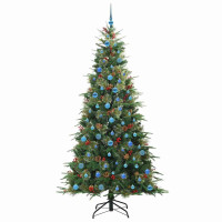 Produktbild för Plast Hingad Julgran med 300 LED-lampor Grön 240 cm PE och PVC