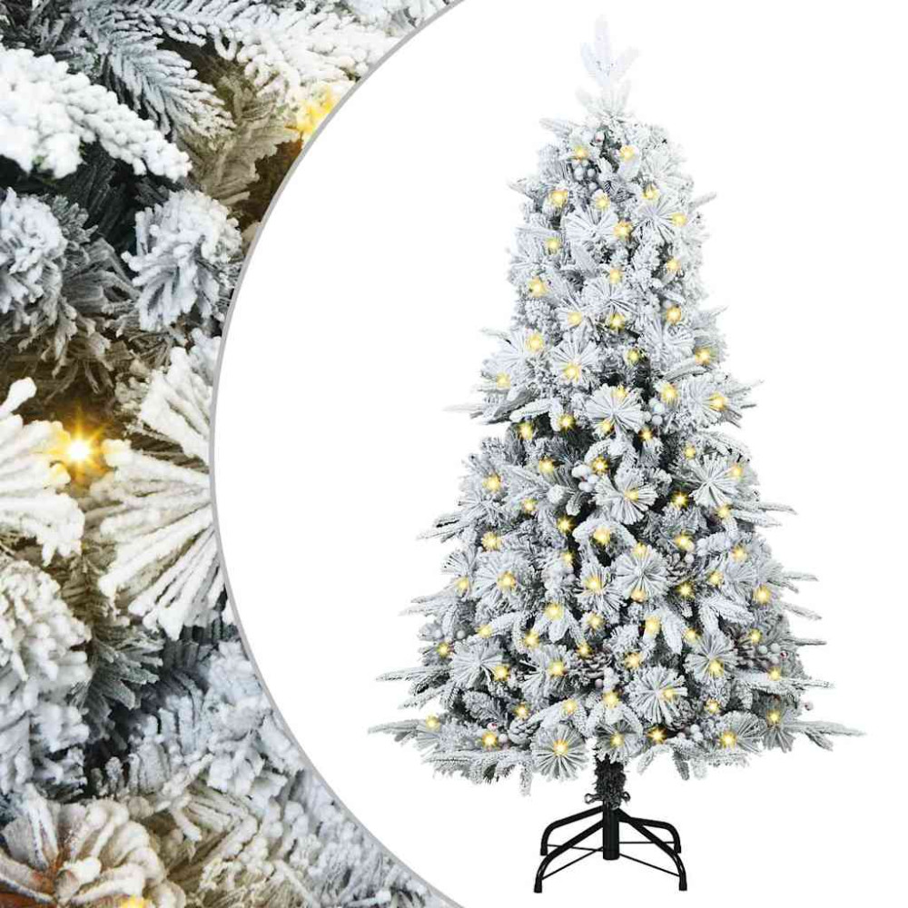 Produktbild för Plast Hingad Julgran med 150 LED-lampor Grön 120 cm PE och PVC