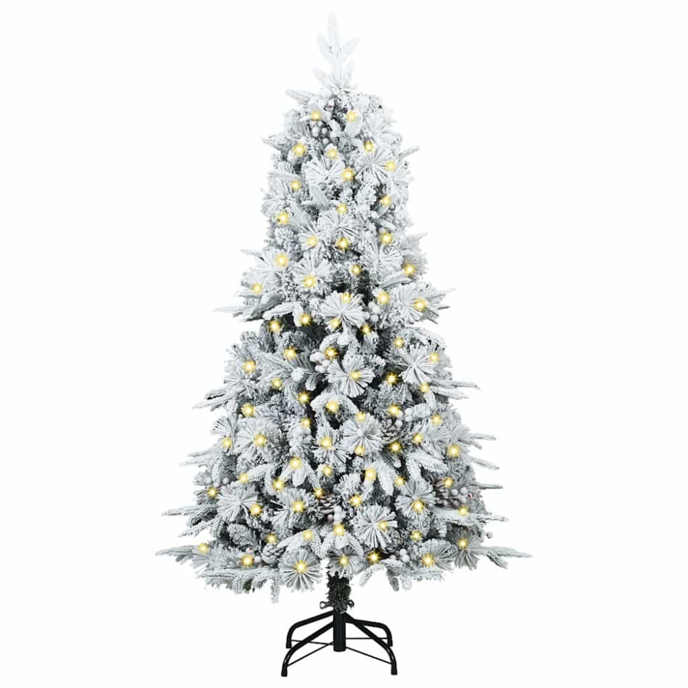 Produktbild för Plast Hingad Julgran med 150 LED-lampor Grön 120 cm PE och PVC