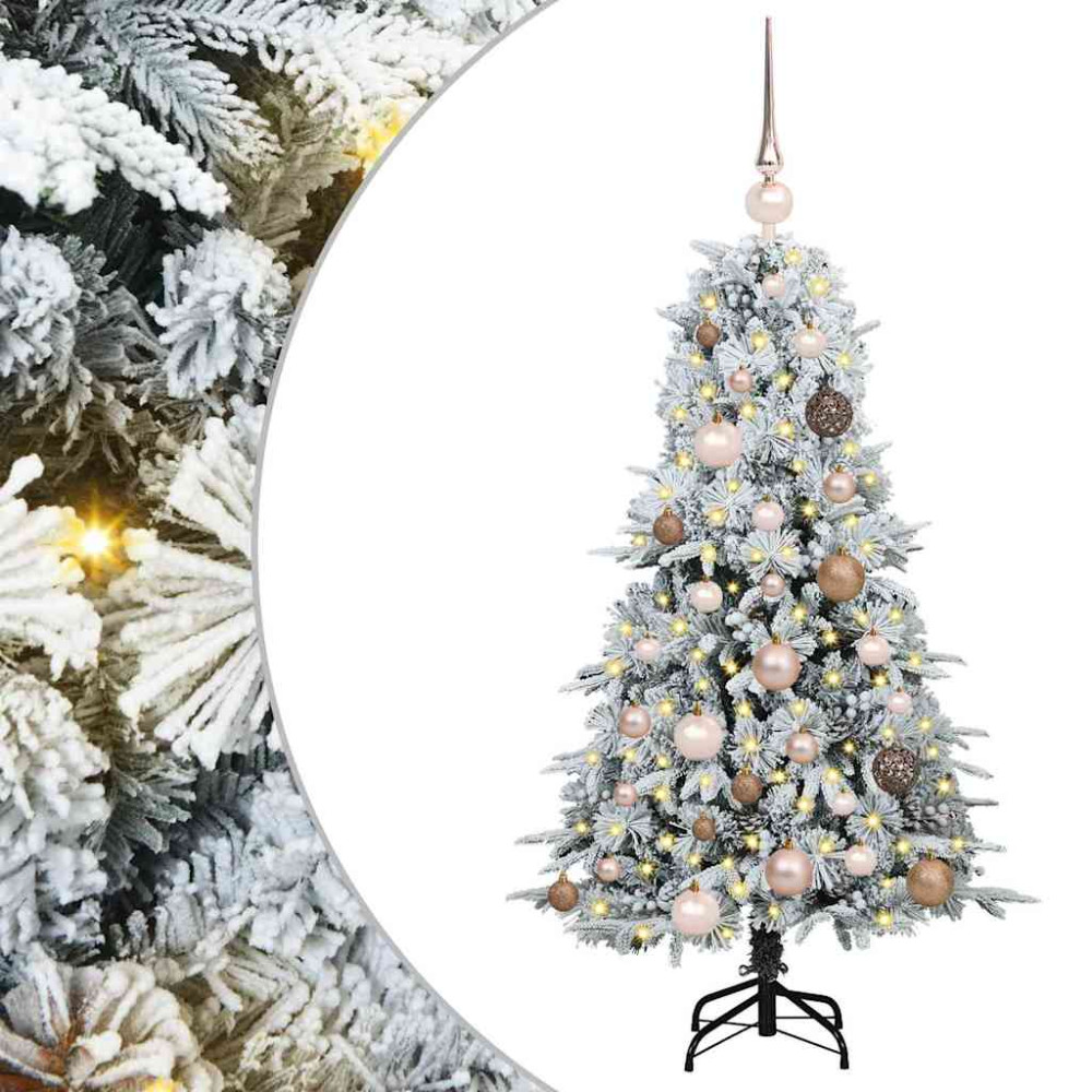 Produktbild för Plast Hingad Julgran med 150 LED-lampor Vit 120 cm PE och PVC