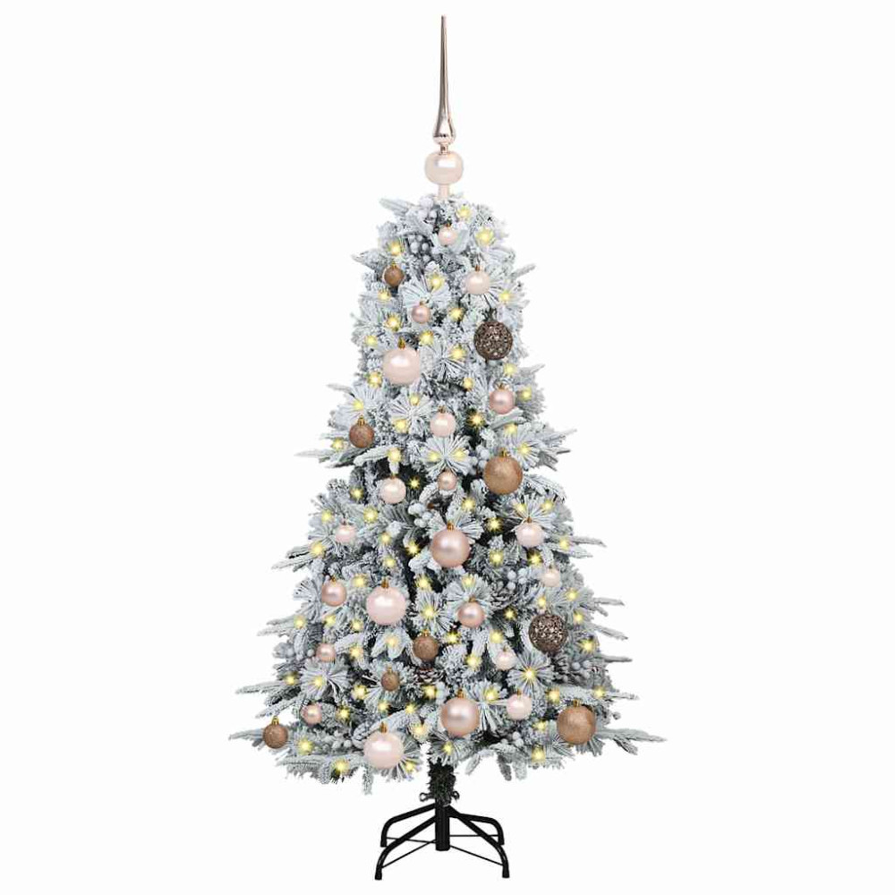 Produktbild för Plast Hingad Julgran med 150 LED-lampor Vit 120 cm PE och PVC