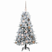 Produktbild för Plast Hingad Julgran med 150 LED-lampor Vit 120 cm PE och PVC