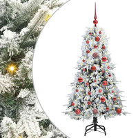Produktbild för Plast Hingad Julgran med 150 LED-lampor Vit 120 cm PE och PVC