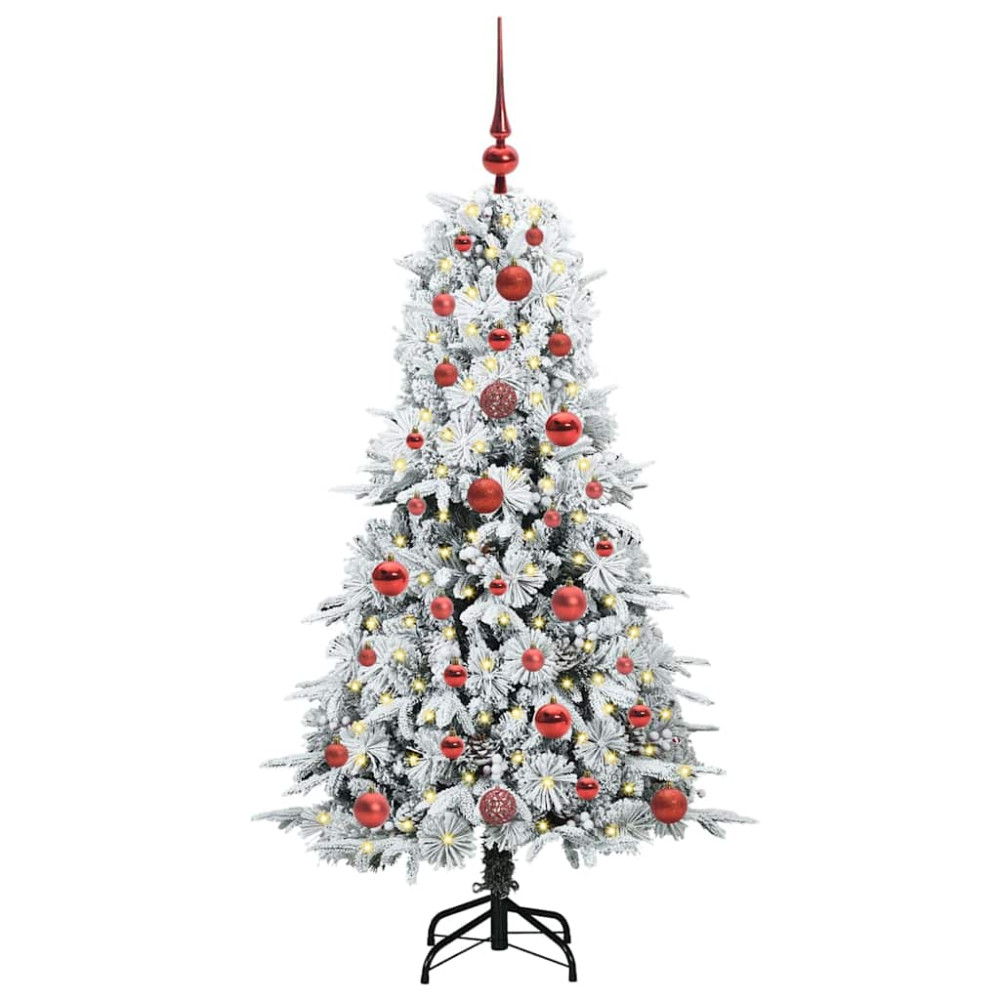 Produktbild för Plast Hingad Julgran med 150 LED-lampor Vit 120 cm PE och PVC