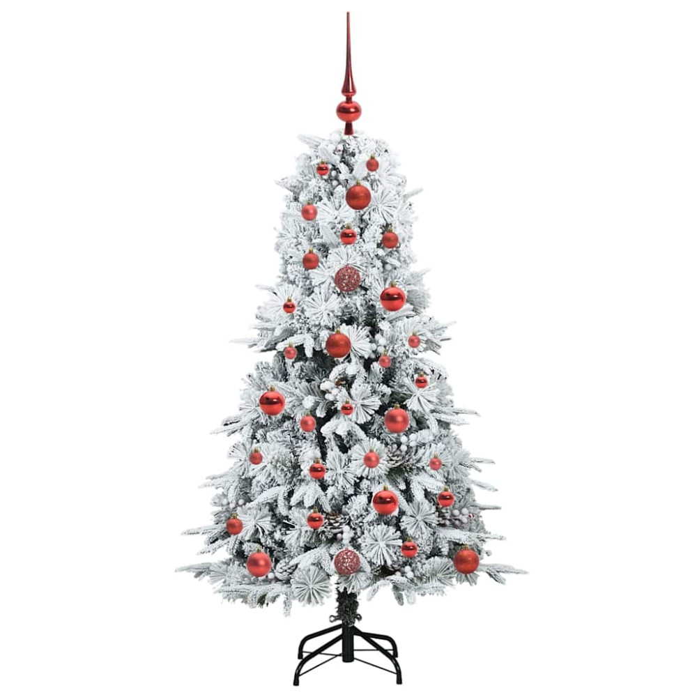 Produktbild för Plast Hingad Julgran med 150 LED-lampor Vit 120 cm PE och PVC