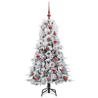 Produktbild för Plast Hingad Julgran med 150 LED-lampor Vit 120 cm PE och PVC