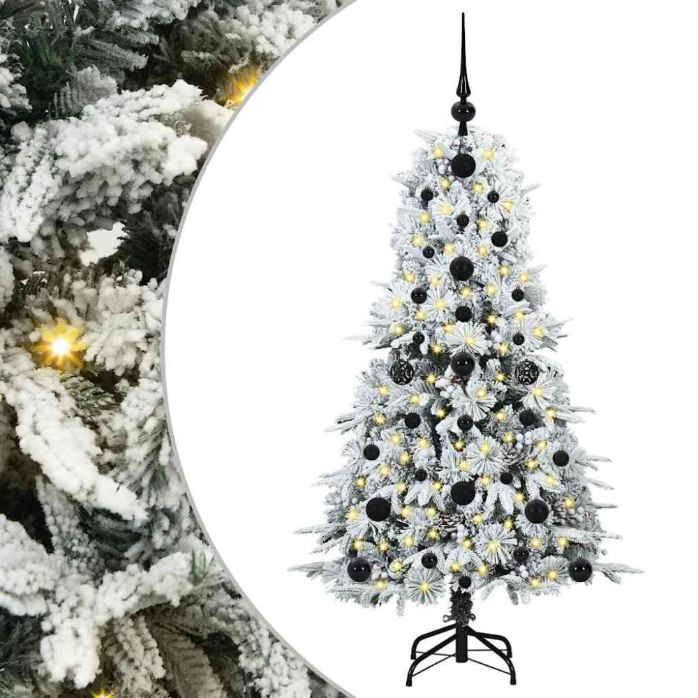 Produktbild för Plast Hingad Julgran med 150 LED-lampor Vit 120 cm PE och PVC