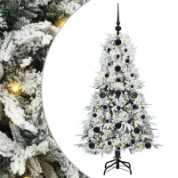 Produktbild för Plast Hingad Julgran med 150 LED-lampor Vit 120 cm PE och PVC