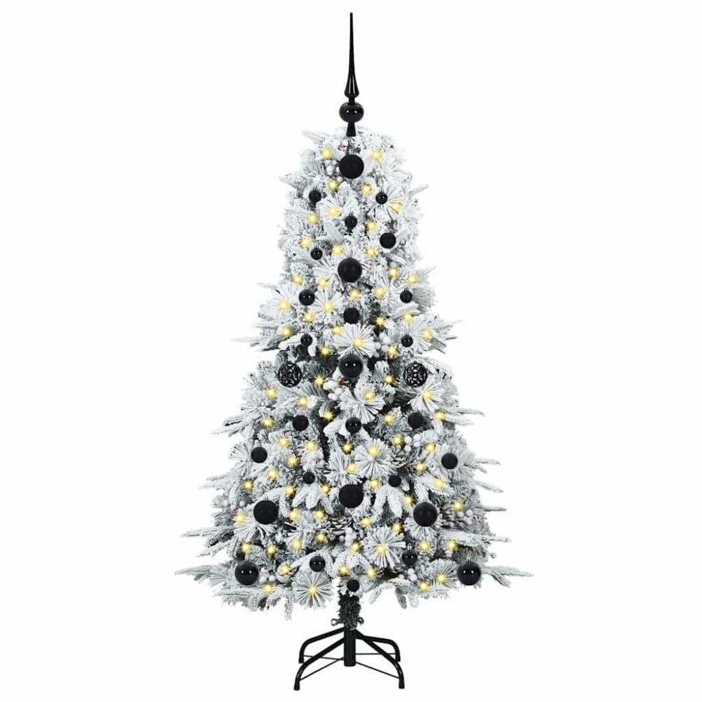 Produktbild för Plast Hingad Julgran med 150 LED-lampor Vit 120 cm PE och PVC