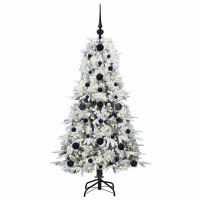 Produktbild för Plast Hingad Julgran med 150 LED-lampor Vit 120 cm PE och PVC
