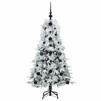 Produktbild för Plast Hingad Julgran med 150 LED-lampor Vit 120 cm PE och PVC
