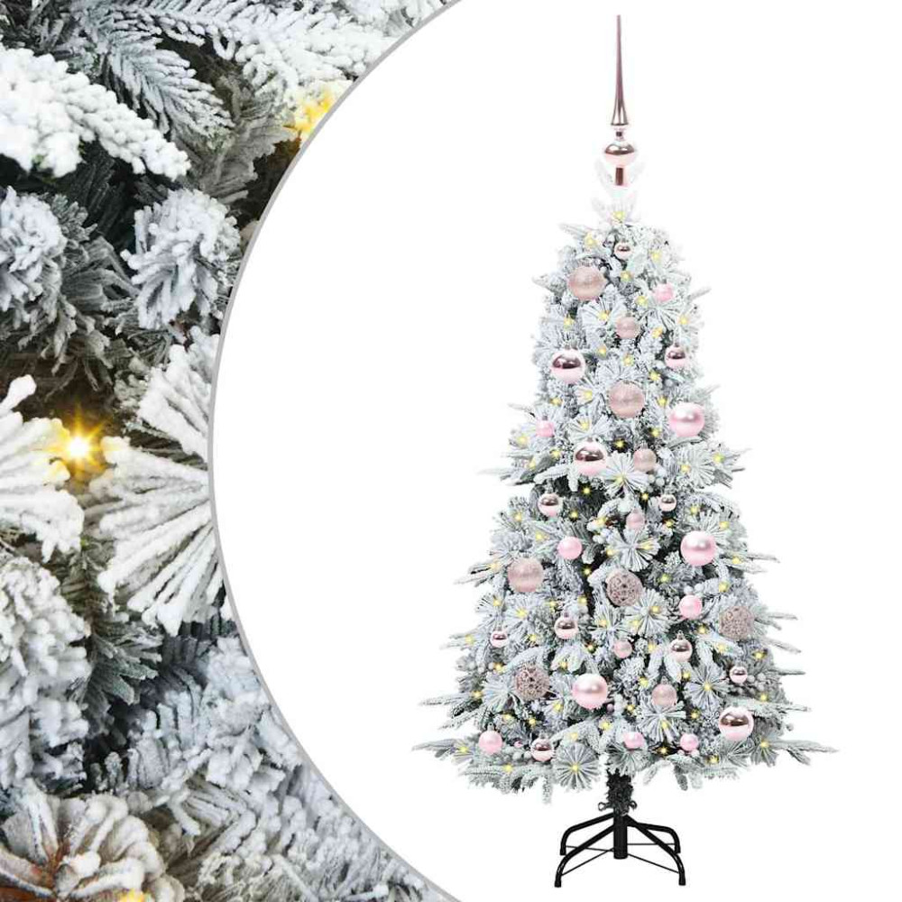 Produktbild för Plast Hingad Julgran med 150 LED-lampor Vit 120 cm PE och PVC