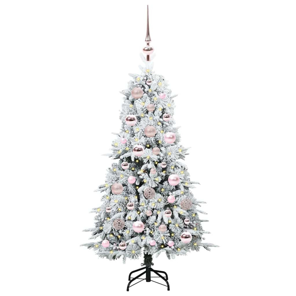 Produktbild för Plast Hingad Julgran med 150 LED-lampor Vit 120 cm PE och PVC