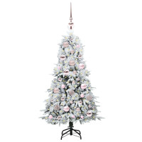 Produktbild för Plast Hingad Julgran med 150 LED-lampor Vit 120 cm PE och PVC