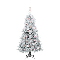 Produktbild för Plast Hingad Julgran med 150 LED-lampor Vit 120 cm PE och PVC