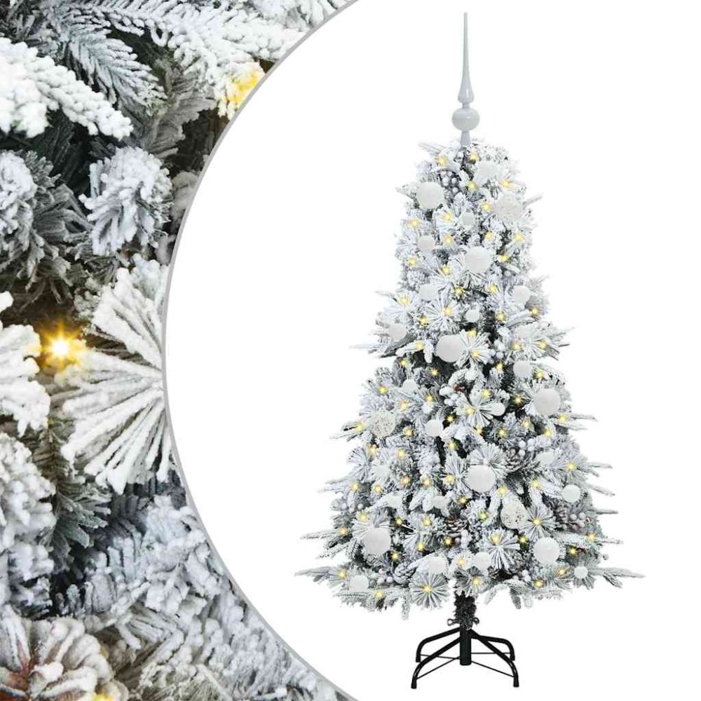 Produktbild för Plast Hingad Julgran med 150 LED-lampor Vit 120 cm PE och PVC