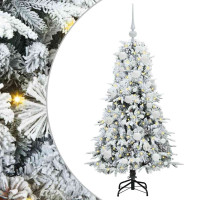 Produktbild för Plast Hingad Julgran med 150 LED-lampor Vit 120 cm PE och PVC