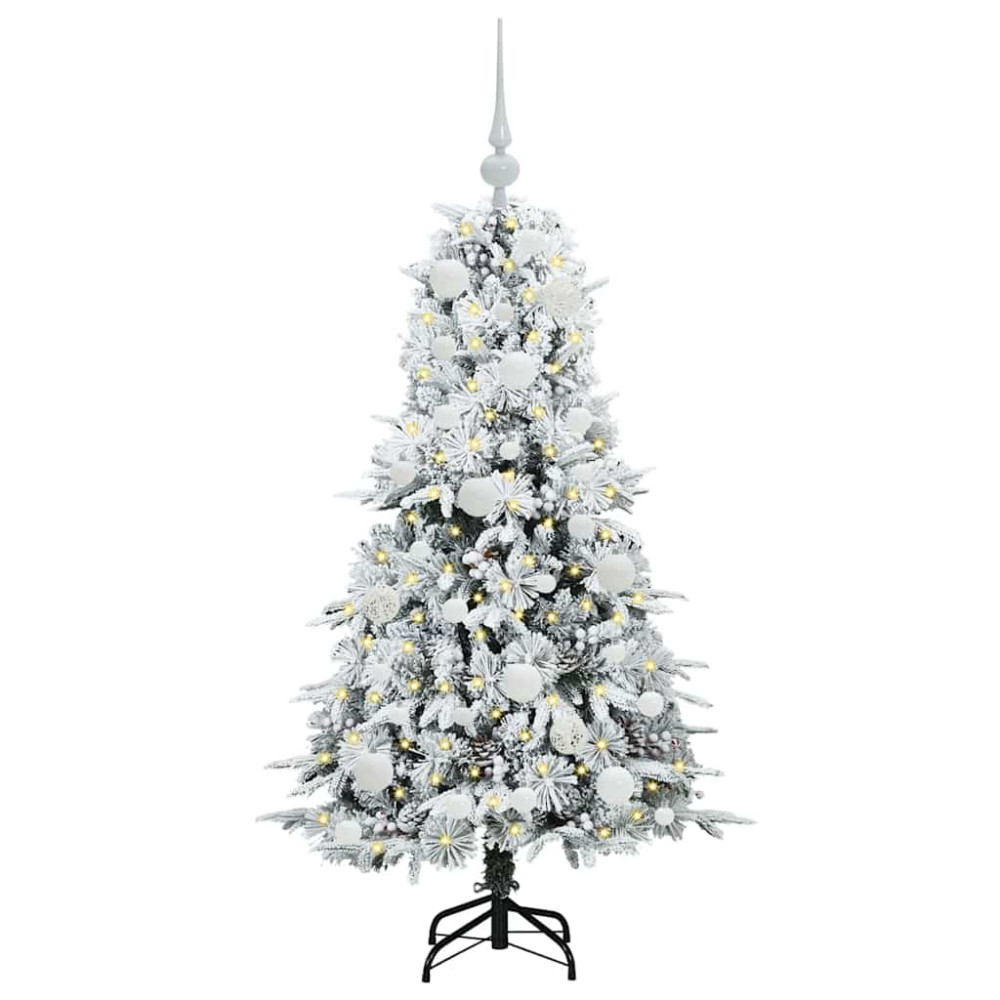 Produktbild för Plast Hingad Julgran med 150 LED-lampor Vit 120 cm PE och PVC