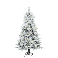 Produktbild för Plast Hingad Julgran med 150 LED-lampor Vit 120 cm PE och PVC
