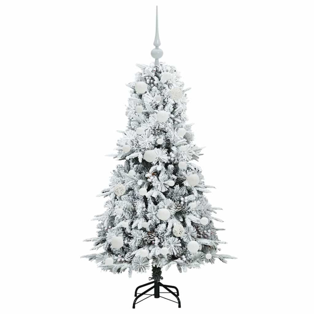 Produktbild för Plast Hingad Julgran med 150 LED-lampor Vit 120 cm PE och PVC