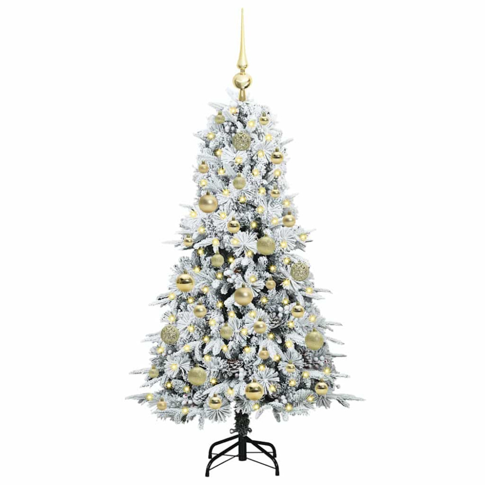 Produktbild för Plast Hingad Julgran med 150 LED-lampor Vit 120 cm PE och PVC