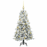 Produktbild för Plast Hingad Julgran med 150 LED-lampor Vit 120 cm PE och PVC