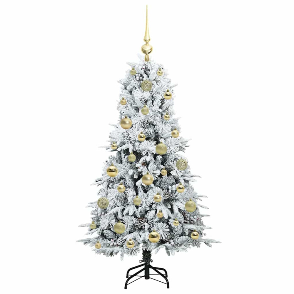Produktbild för Plast Hingad Julgran med 150 LED-lampor Vit 120 cm PE och PVC