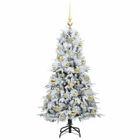 Produktbild för Plast Hingad Julgran med 150 LED-lampor Vit 120 cm PE och PVC