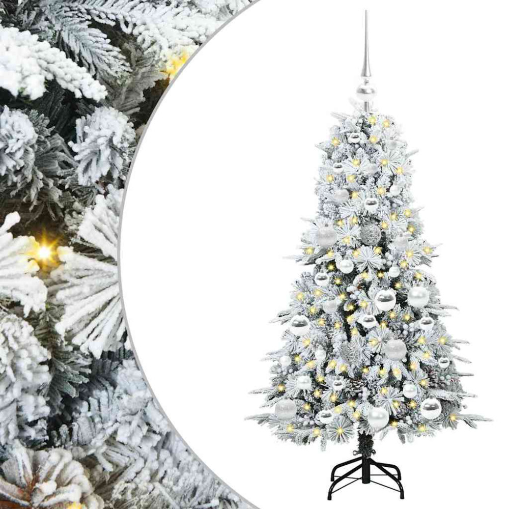 Produktbild för Plast Hingad Julgran med 150 LED-lampor Vit 120 cm PE och PVC
