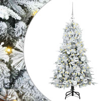 Produktbild för Plast Hingad Julgran med 150 LED-lampor Vit 120 cm PE och PVC