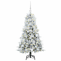 Produktbild för Plast Hingad Julgran med 150 LED-lampor Vit 120 cm PE och PVC