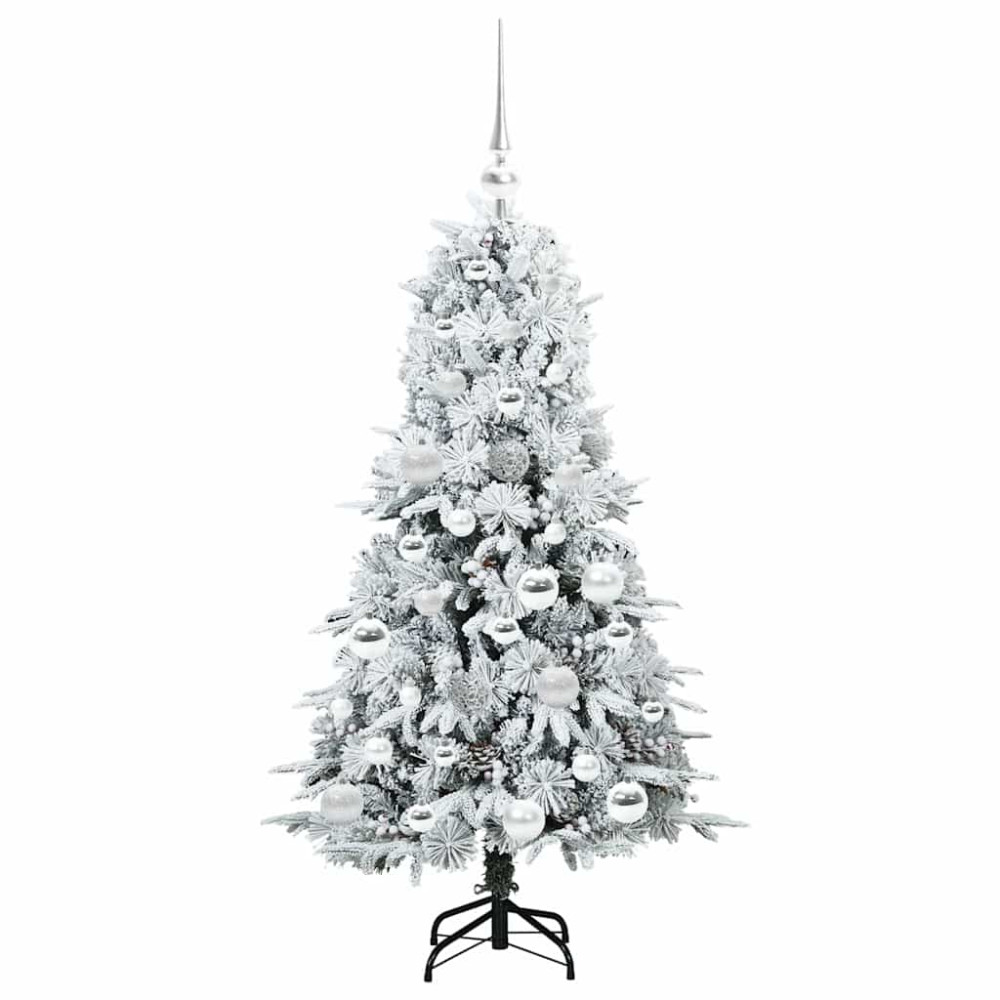 Produktbild för Plast Hingad Julgran med 150 LED-lampor Vit 120 cm PE och PVC